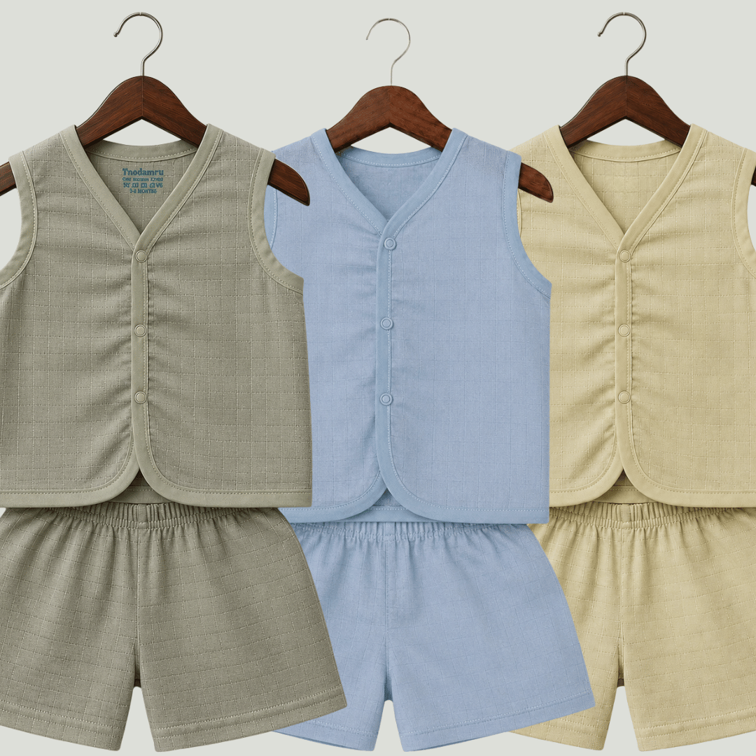 Soft Cotton Baby Jhabla & Shorts Set Combo sets