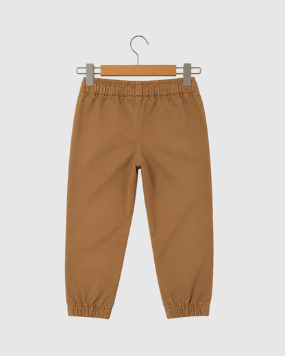 Kids Tan Brown Casual Chino Joggers | 100% Pure Cotton Boys Trousers