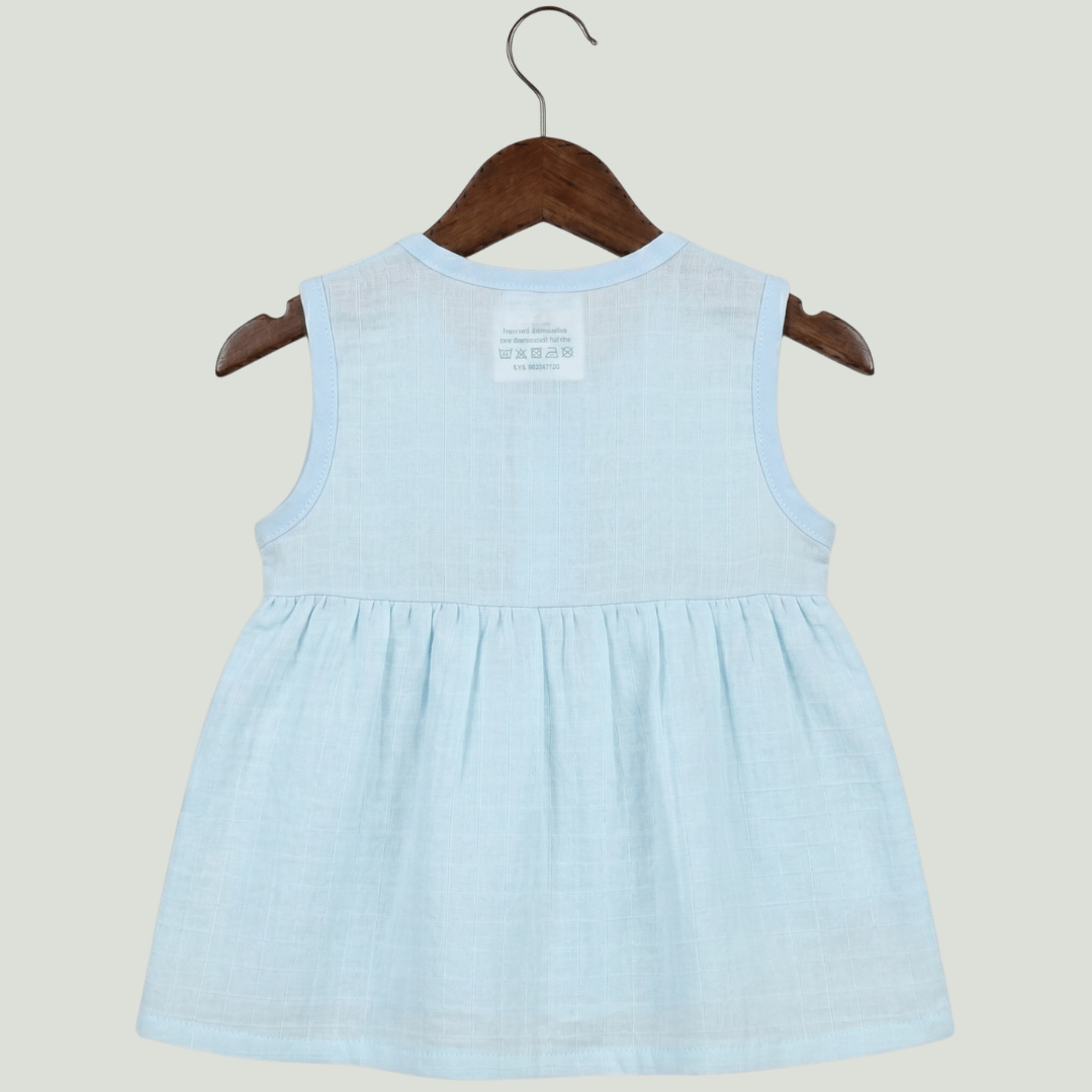Premium Muslin Sleeveless Frock – 100% Organic Cotton Baby Dress