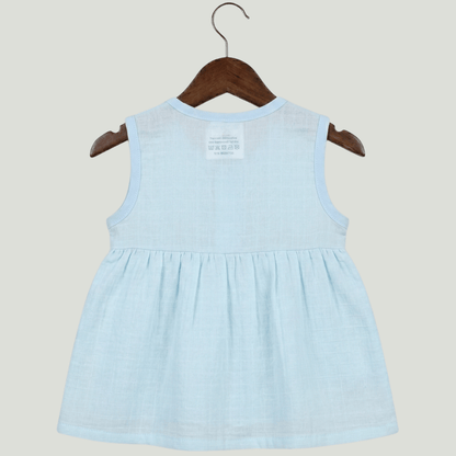 Premium Muslin Sleeveless Frock – 100% Organic Cotton Baby Dress