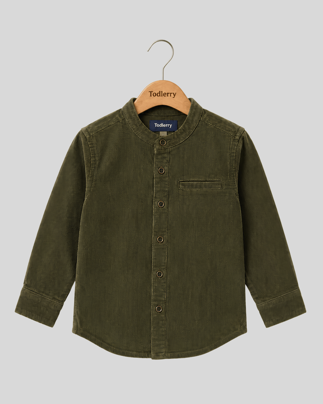 Todllerry Boys Full Sleeve Olive Corduroy Shirt