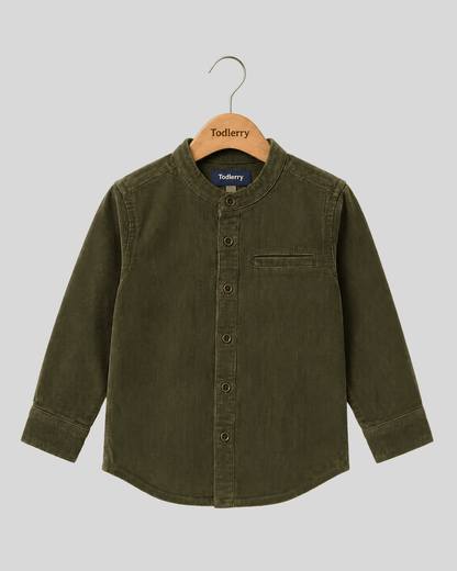 Todllerry Boys Full Sleeve Olive Corduroy Shirt