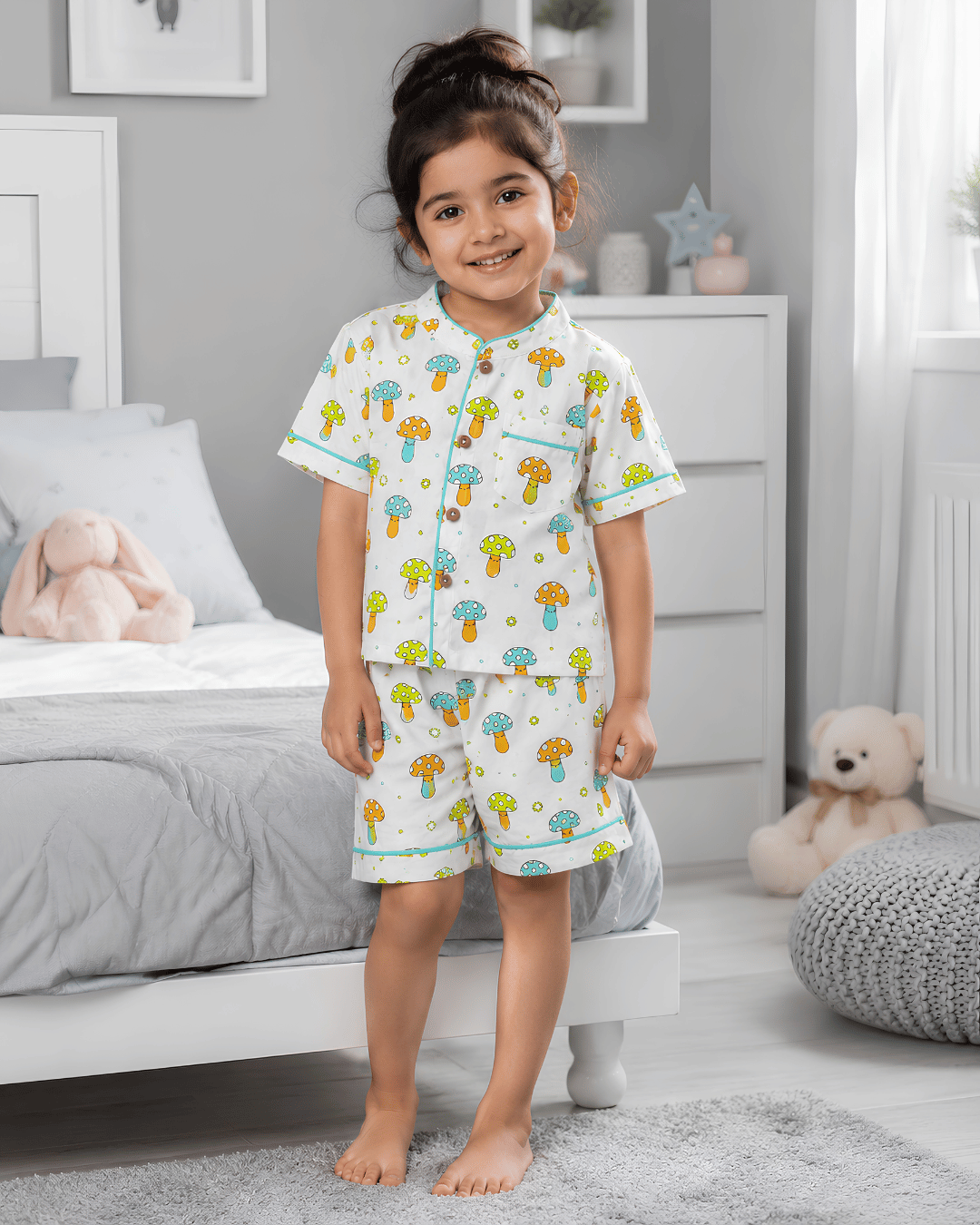 Todlerry 100% Cotton Kids Night Suit Set | Shirt & Shorts (4 Prints)