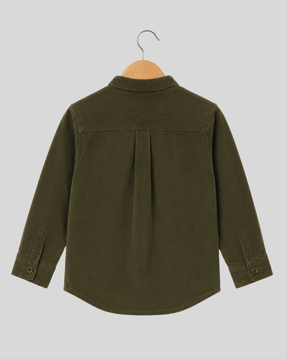 Todllerry Boys Full Sleeve Olive Corduroy Shirt