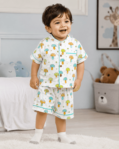 Todlerry 100% Cotton Kids Night Suit Set | Shirt & Shorts (4 Prints)