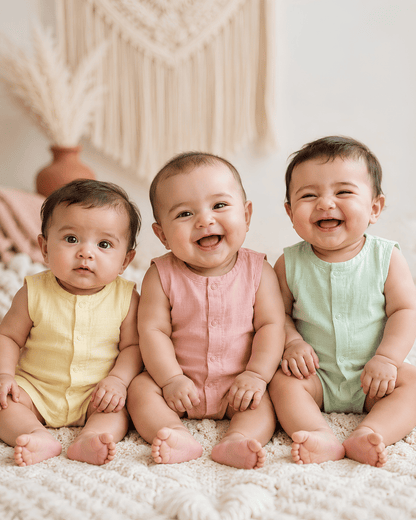 Premium Muslin Sleeveless Jabla for Babies (Pack of 3) – 100% Organic Cotton Infant Vest