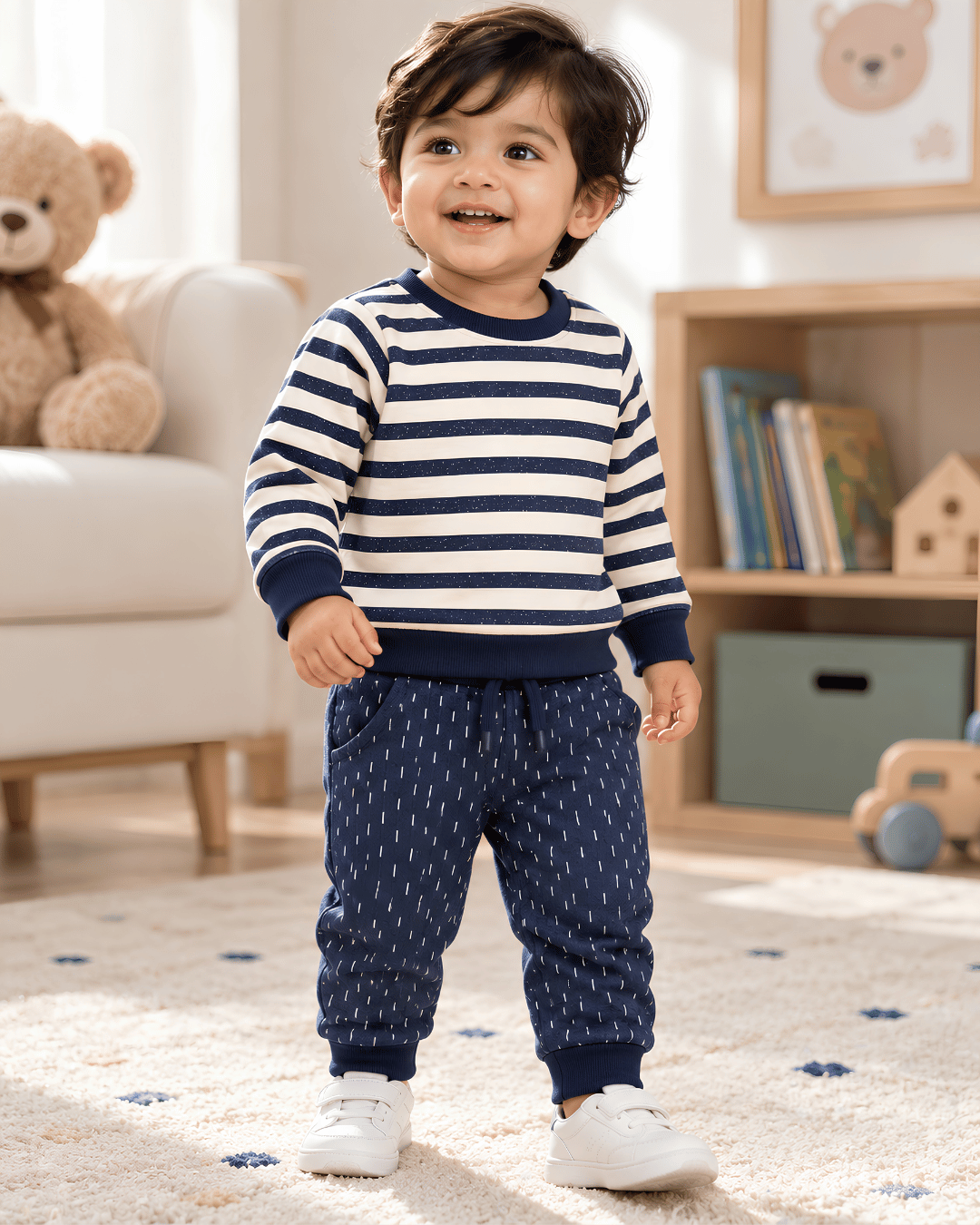 Todlerry Unisex Kids Striped Sweatshirt & Jogger Winter Set