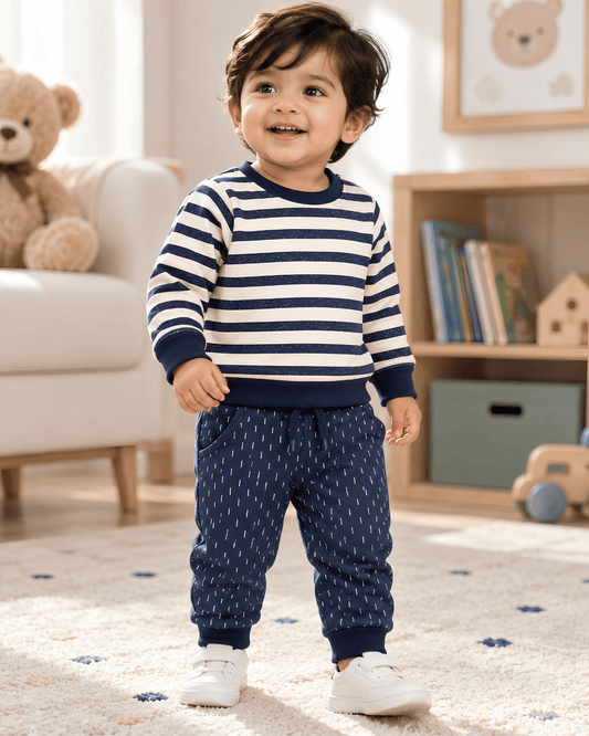 Todlerry Unisex Kids Striped Sweatshirt & Jogger Winter Set