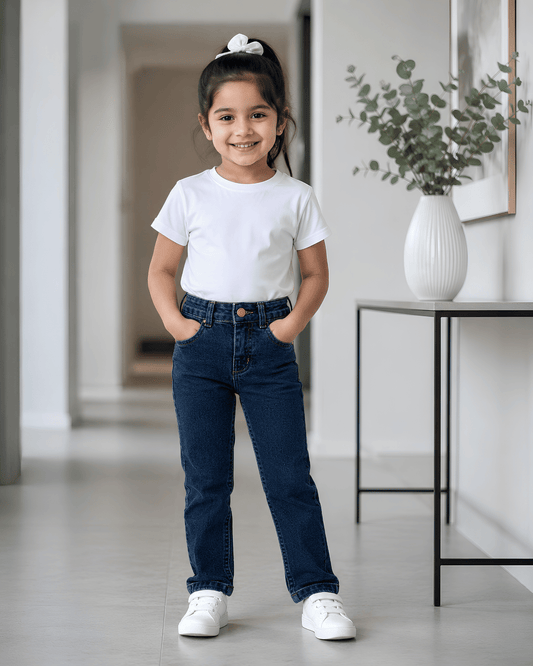 Classic Comfort Fit Kids Dark Blue Denim Jeans