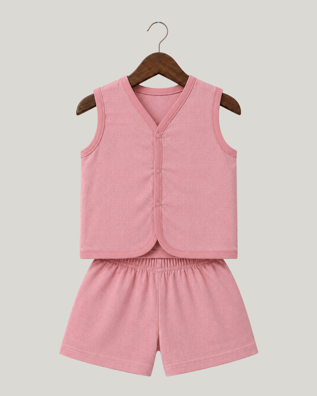 Soft Cotton Pink Colour Baby Jhabla & Shorts Set