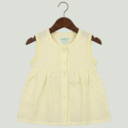 Premium Muslin Sleeveless Frock – 100% Organic Cotton Baby Dress