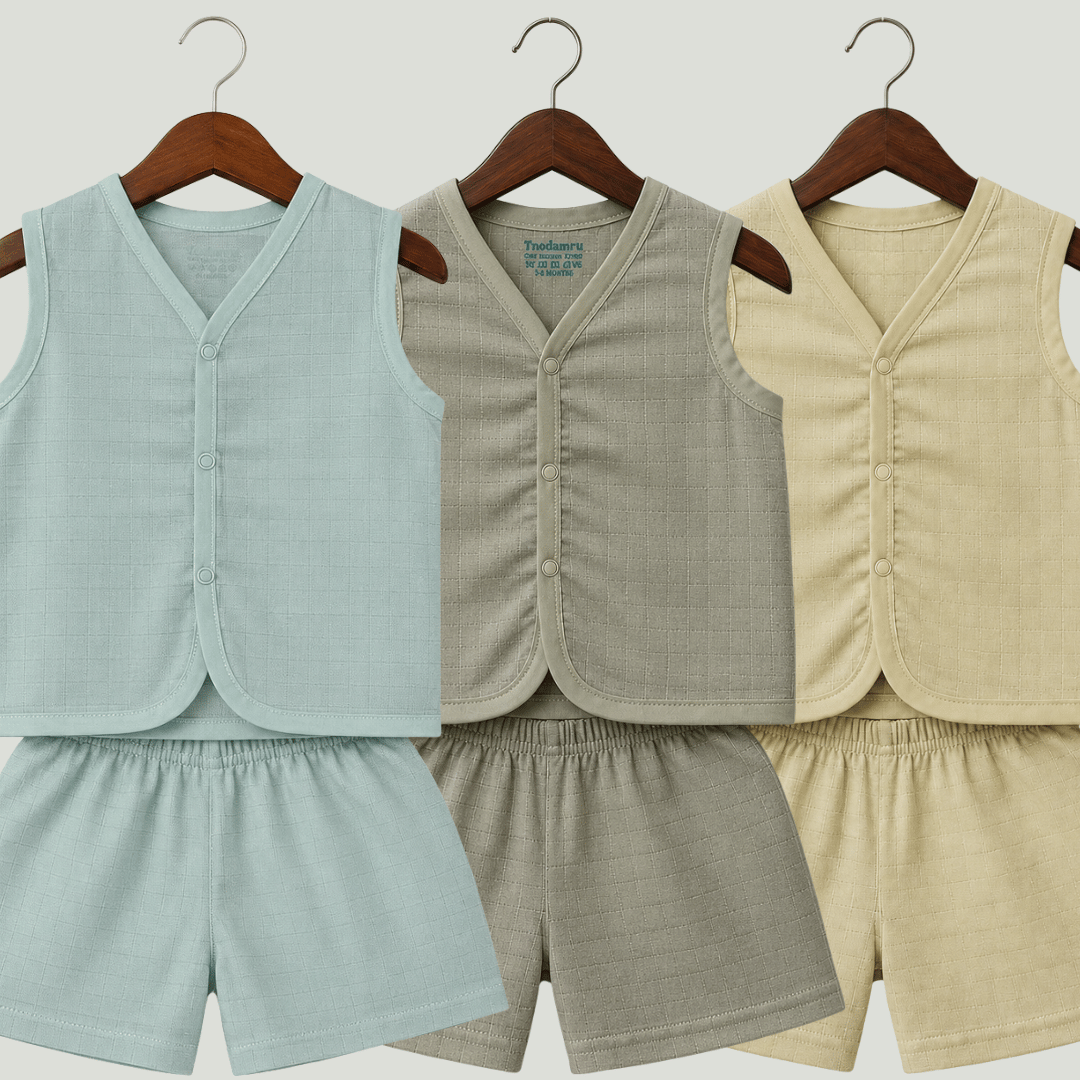 Soft Cotton Baby Jhabla & Shorts Set Combo sets