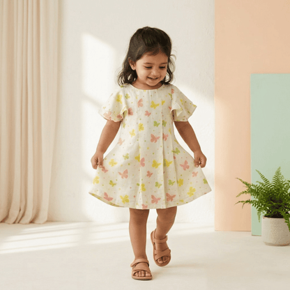 Cotton Butterfly Dream Collar Neck Frock