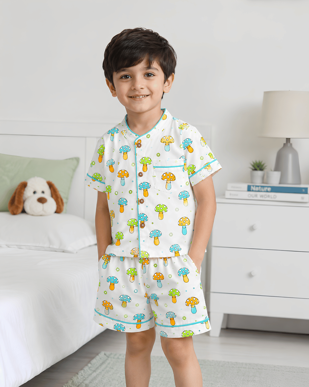 Todlerry 100% Cotton Kids Night Suit Set | Shirt & Shorts (4 Prints)