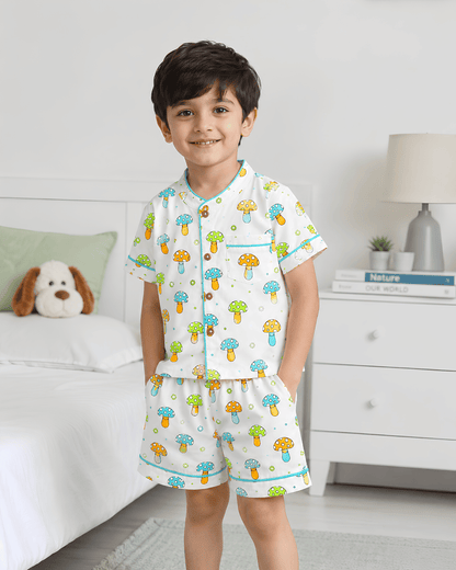 Todlerry 100% Cotton Kids Night Suit Set | Shirt & Shorts (4 Prints)