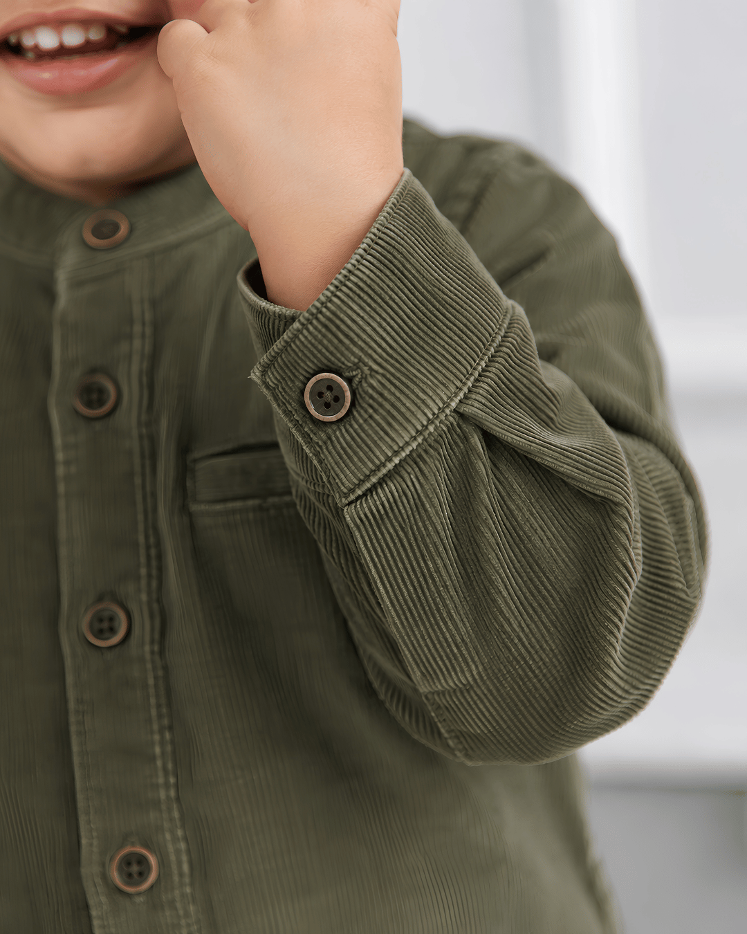 Todllerry Boys Full Sleeve Olive Corduroy Shirt