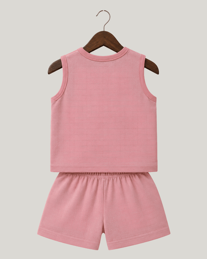 Soft Cotton Pink Colour Baby Jhabla & Shorts Set