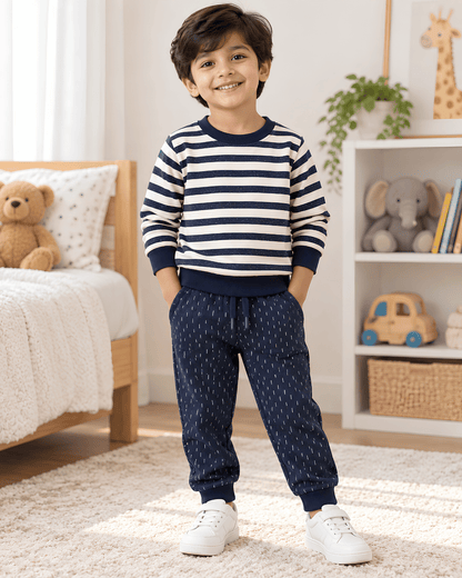 Todlerry Unisex Kids Striped Sweatshirt & Jogger Winter Set
