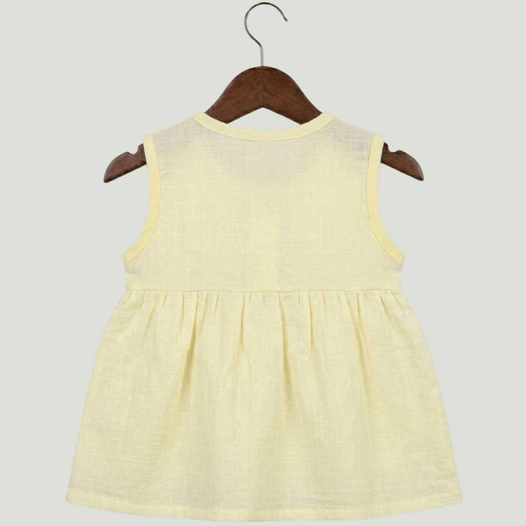 Premium Muslin Sleeveless Frock – 100% Organic Cotton Baby Dress