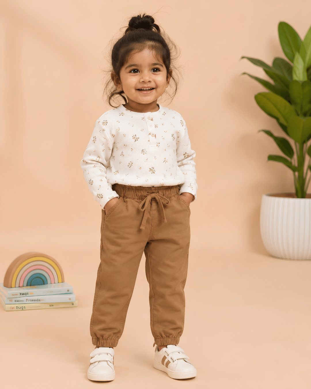 Kids Tan Brown Casual Chino Joggers | 100% Pure Cotton Boys Trousers