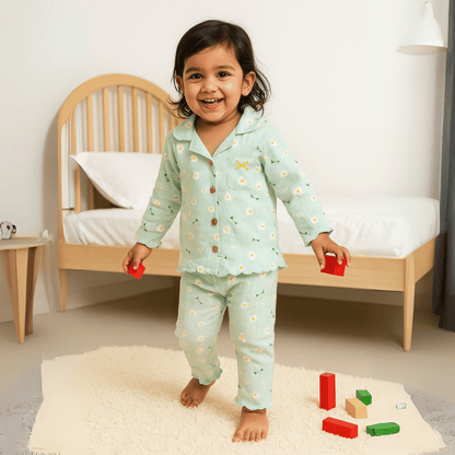 Todlerry Girls Night Suit | Set of 3 | Soft & Breathable | 100% Cotton