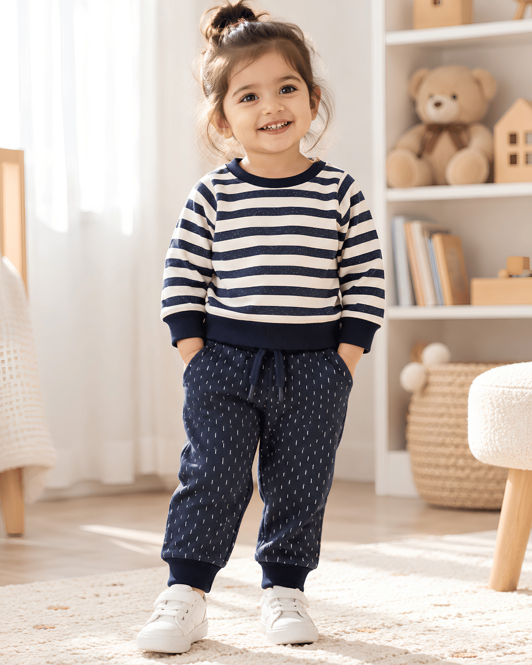 Todlerry Unisex Kids Striped Sweatshirt & Jogger Winter Set