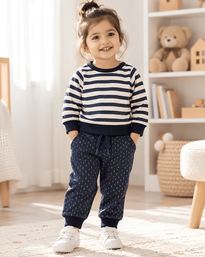 Todlerry Unisex Kids Striped Sweatshirt & Jogger Winter Set