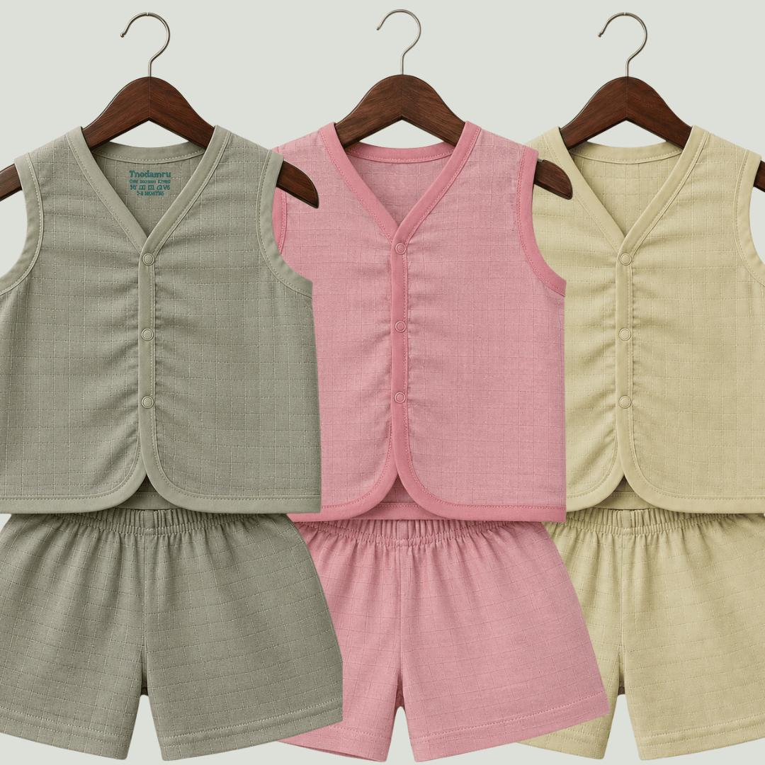 Soft Cotton Baby Jhabla & Shorts Set Combo sets