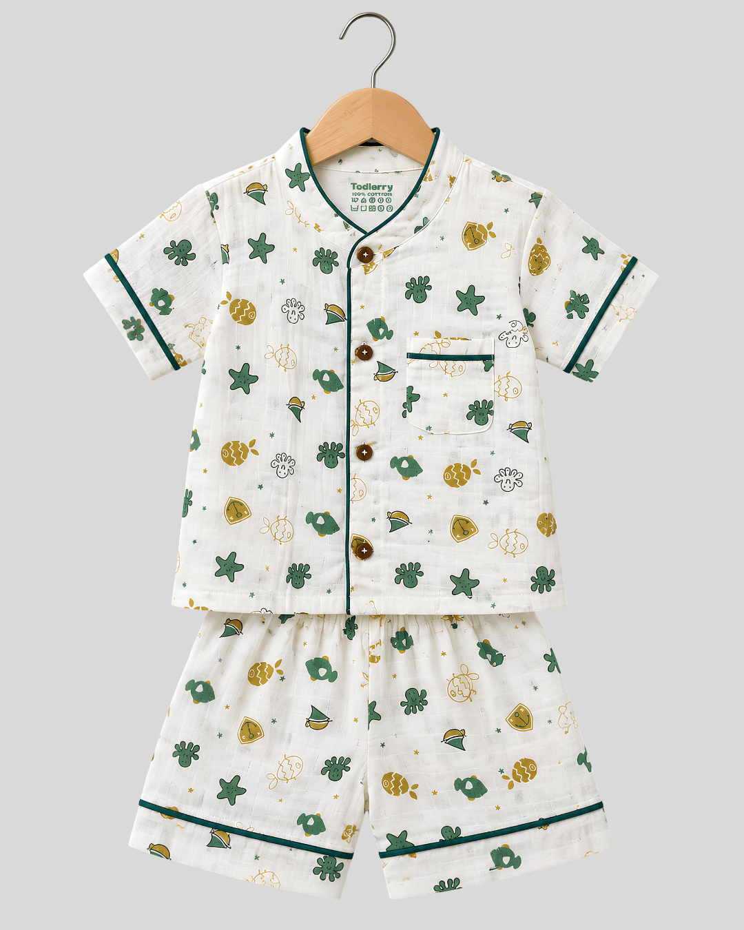 Todlerry 100% Cotton Kids Night Suit Set | Shirt & Shorts (4 Prints)