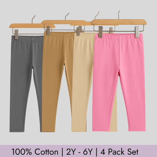 Baby Leggings Pack of 4 Soft & Breathable 100% Cotton