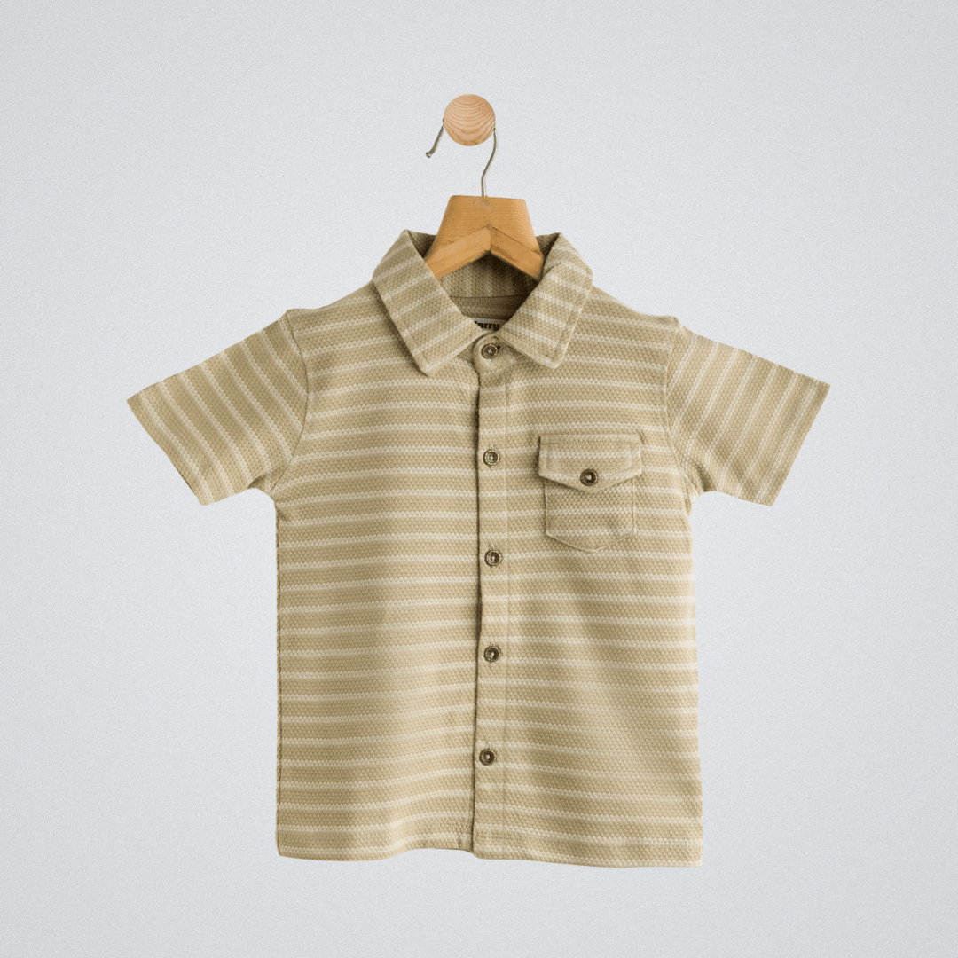 Boys Shirt Grey Strips Soft & Breathable 100% Cotton