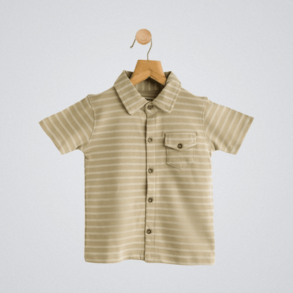 Boys Shirt Grey Strips Soft & Breathable 100% Cotton