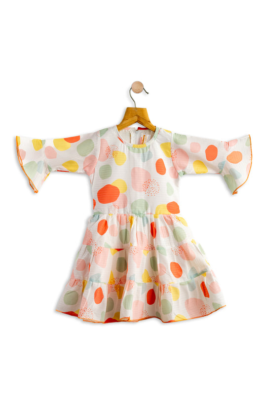 Todlery Full-sleeve Girls Frock | Polka print | 100% Cotton
