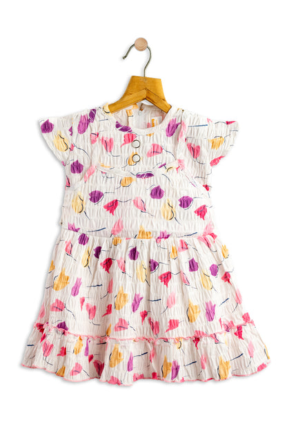Todlerry Sleeveless Girls Frock |  Green & Pink Floral Print | 100% Cotton