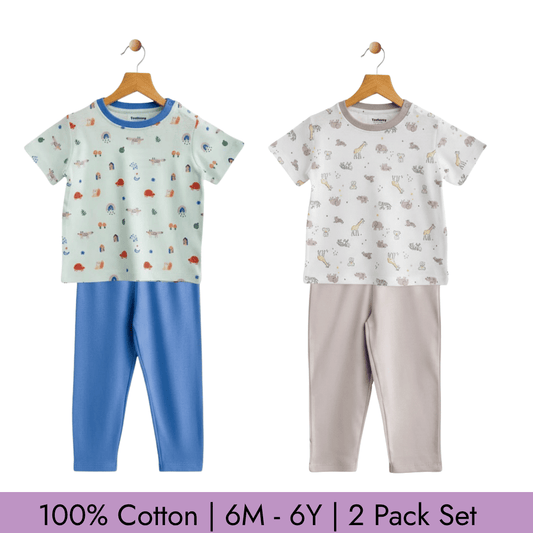 Unisex Pajama set Set of 2 Soft & Breathable 100% Cotton