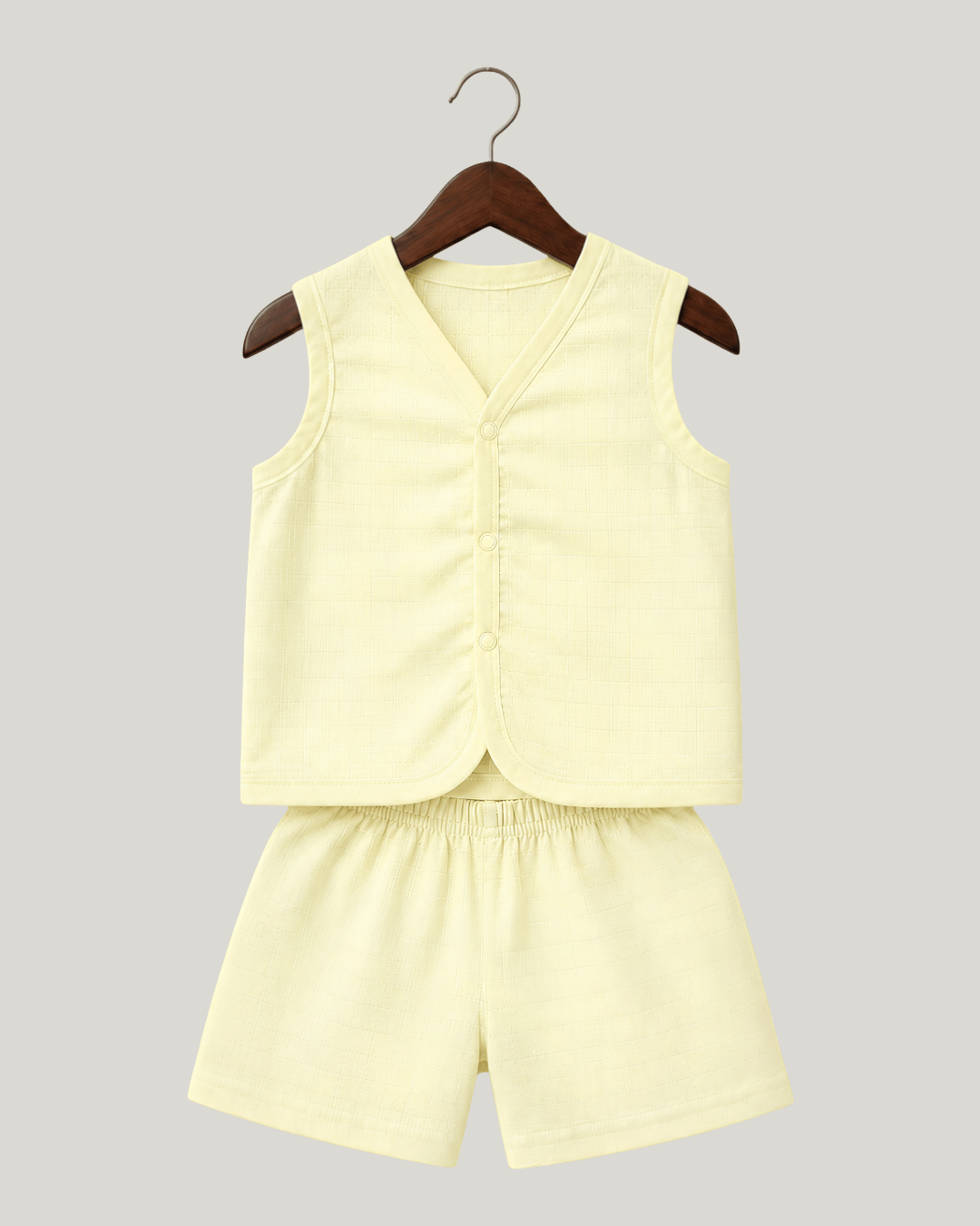 Soft Cotton Baby Light Yellow Colour Jhabla & Shorts Set