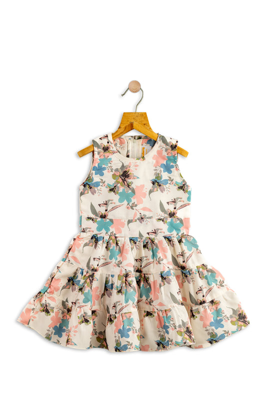 Todlerry Sleeveless Girls Frock | Floral Print | 100% Cotton
