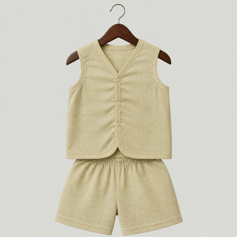 Soft Cotton Baby Light Yellow Colour Jhabla & Shorts Set