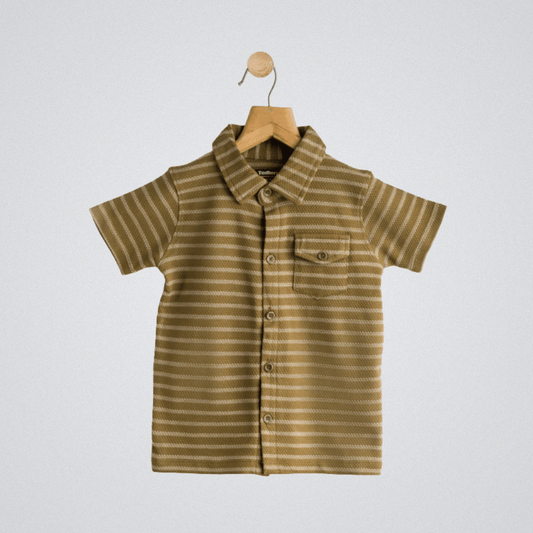 Todlerry Boys Shirt | Brown Strips  | Soft & Breathable | 100% Cotton