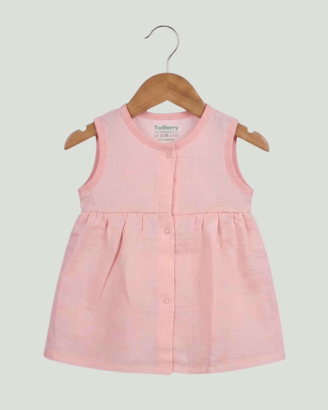 Premium Pink Muslin Sleeveless Frock – 100% Organic Cotton Baby Dress
