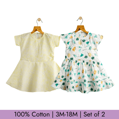 Todlerry Girls Frock | Pack of 2 |Soft & Breathable | 100% Cotton