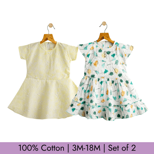 Todlerry Girls Frock | Pack of 2 |Soft & Breathable | 100% Cotton