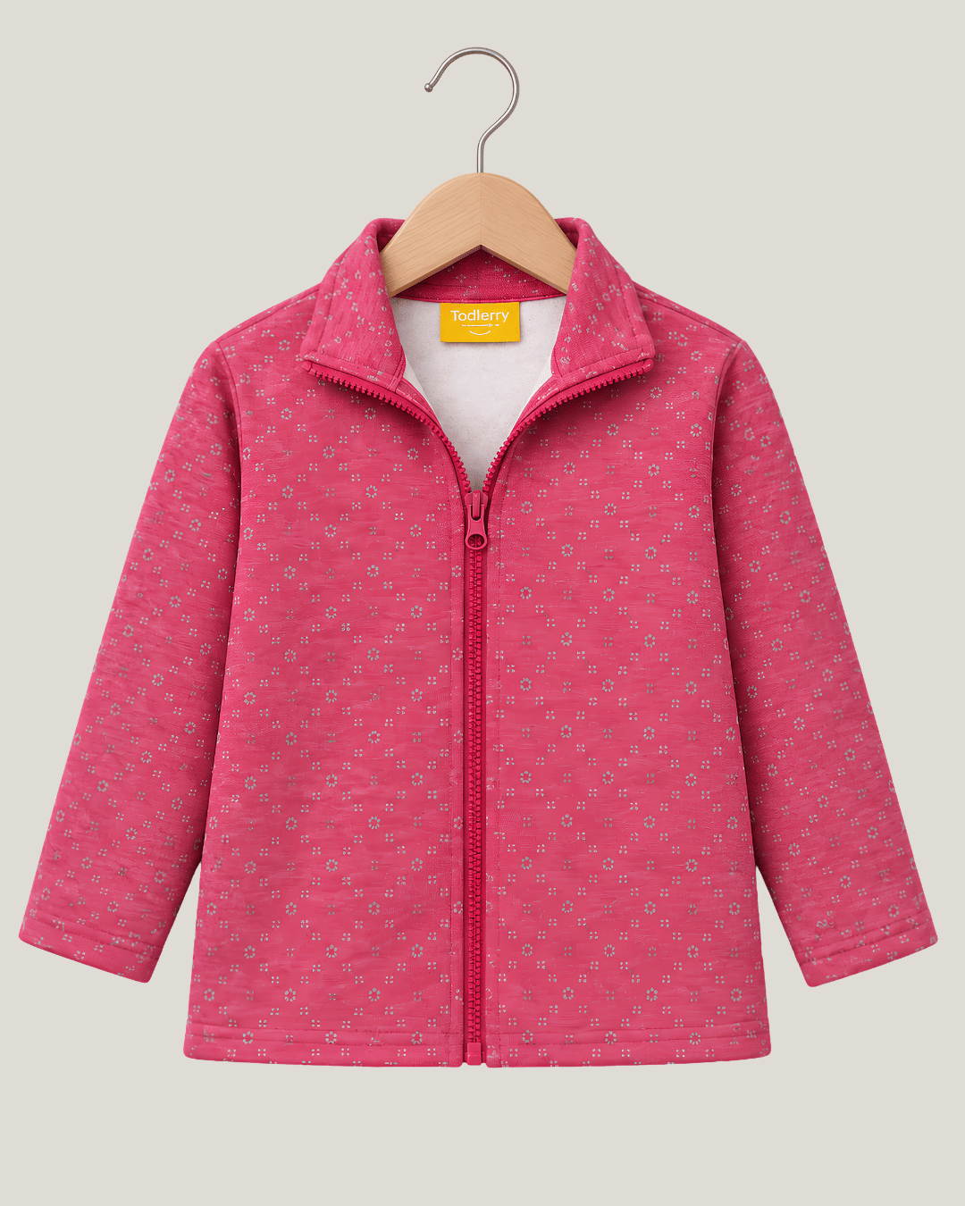 Todlerry Baby Girls Printed Fleece High-Neck Jacket