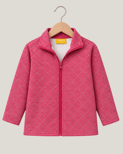 Todlerry Baby Girls Printed Fleece High-Neck Jacket