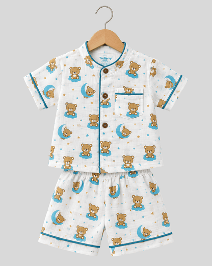 Todlerry 100% Cotton Kids Night Suit Set | Shirt & Shorts (4 Prints)