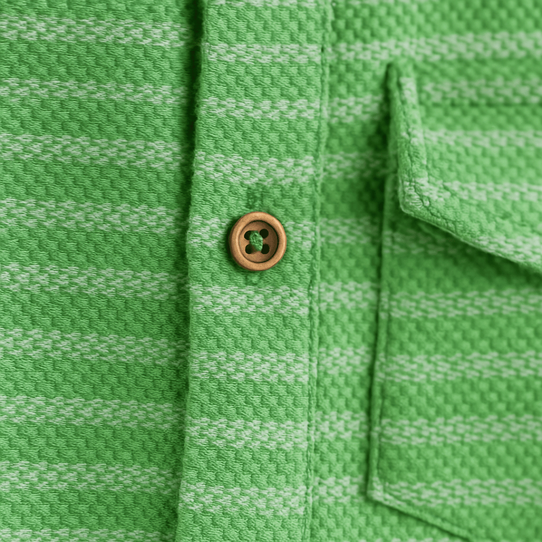 Boys Shirt Green Strips Soft & Breathable 100% Cotton