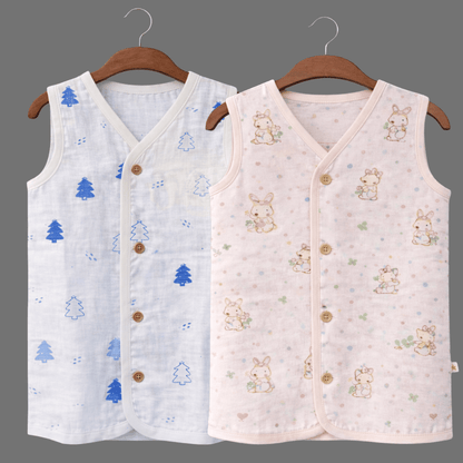 Unisex Soft Cotton Sleeveless Jhabla for Babies Combo sets