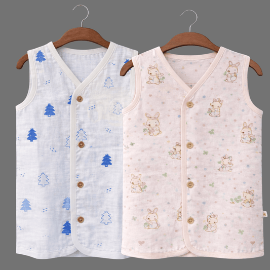 Unisex Soft Cotton Sleeveless Jhabla for Babies Combo sets