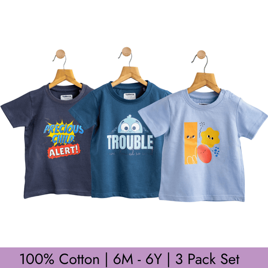 Todlerry Boys Cotton T-Shirt | Pack of 3 |Soft & Breathable | 100% Cotton