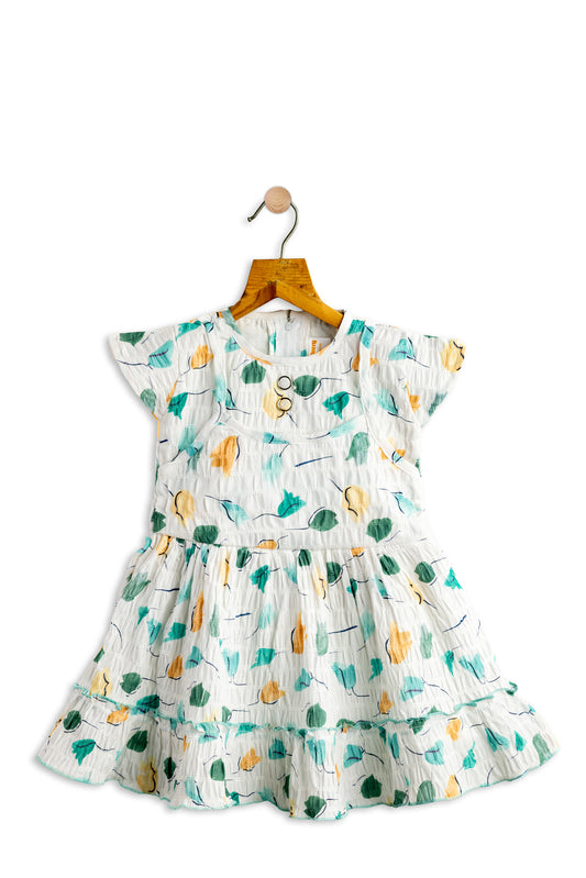 Todlerry Sleeveless Girls Frock |  Green & Pink Floral Print | 100% Cotton
